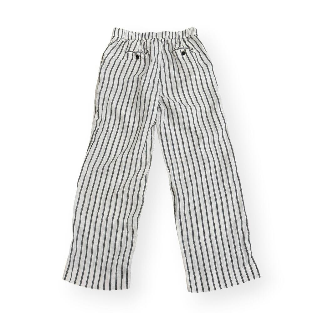 J.Crew Harbor Pant Small 100% Linen Striped Black and Cream Wide Leg Trousers - Picture 8 of 12